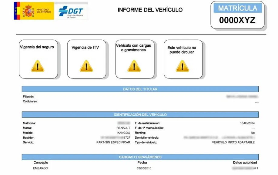 Ejemplo de Informe de Tráfico de la DGT